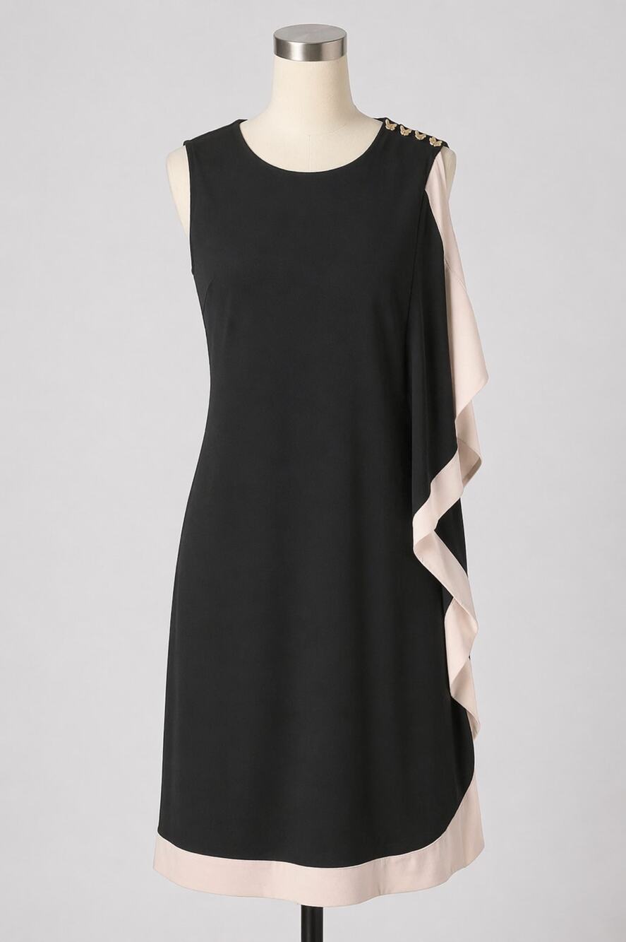 Ted Baker | Body Con & Cape Black Dress Cute Button Details